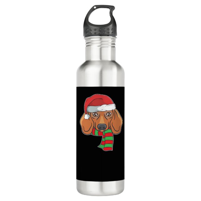 Funny Christmas Dog Xmas Santa Dachshund Holiday G 710 Ml Water Bottle (Front)
