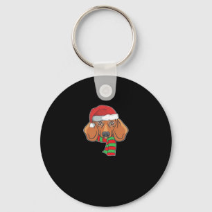 Funny Christmas Dog Xmas Santa Dachshund Holiday G Key Ring