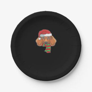 Funny Christmas Dog Xmas Santa Dachshund Holiday G Paper Plate