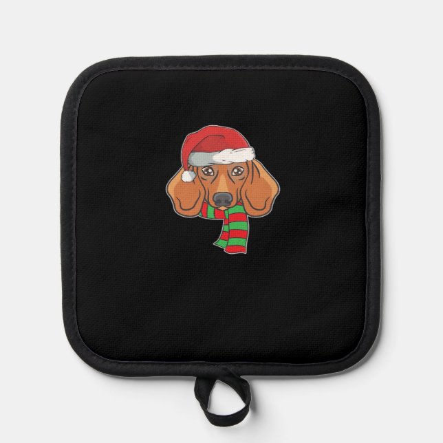 Funny Christmas Dog Xmas Santa Dachshund Holiday G Pot Holder (Front)