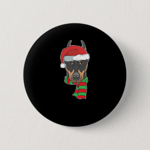 Funny Christmas Dog Xmas Santa Doberman Holiday Gi 6 Cm Round Badge