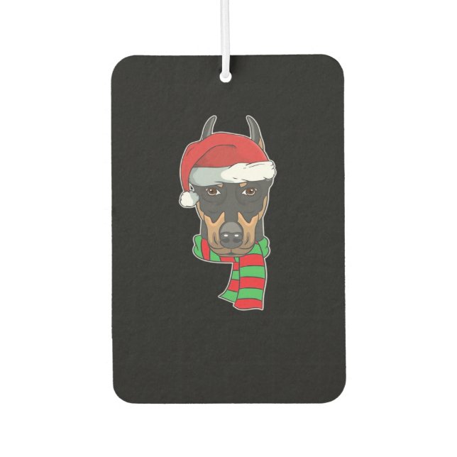 Funny Christmas Dog Xmas Santa Doberman Holiday Gi Car Air Freshener (Front)