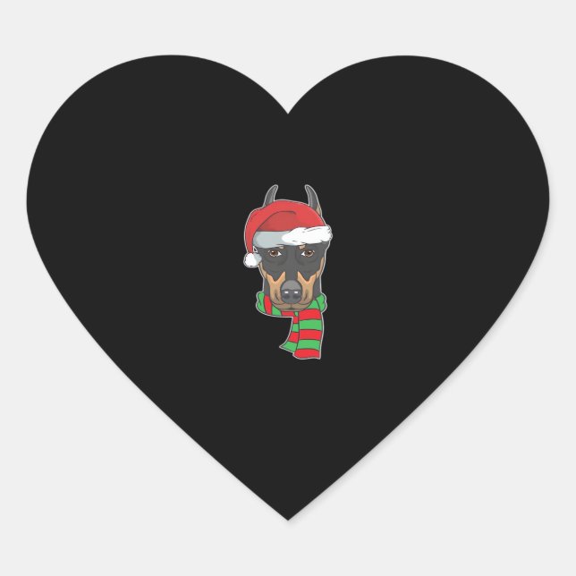 Funny Christmas Dog Xmas Santa Doberman Holiday Gi Heart Sticker (Front)