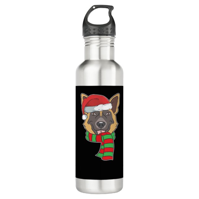 Funny Christmas Dog Xmas Santa German Shepherd Hol 710 Ml Water Bottle (Front)