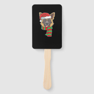 Funny Christmas Dog Xmas Santa German Shepherd Hol Hand Fan