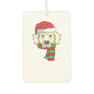 Funny Christmas Dog Xmas Santa Golden Retriever Ho Car Air Freshener