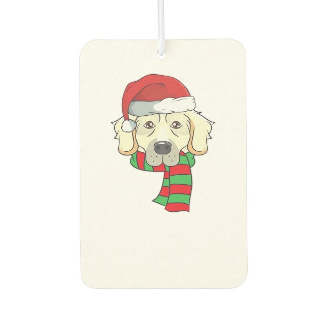 Funny Christmas Dog Xmas Santa Golden Retriever Ho Car Air Freshener (Front)