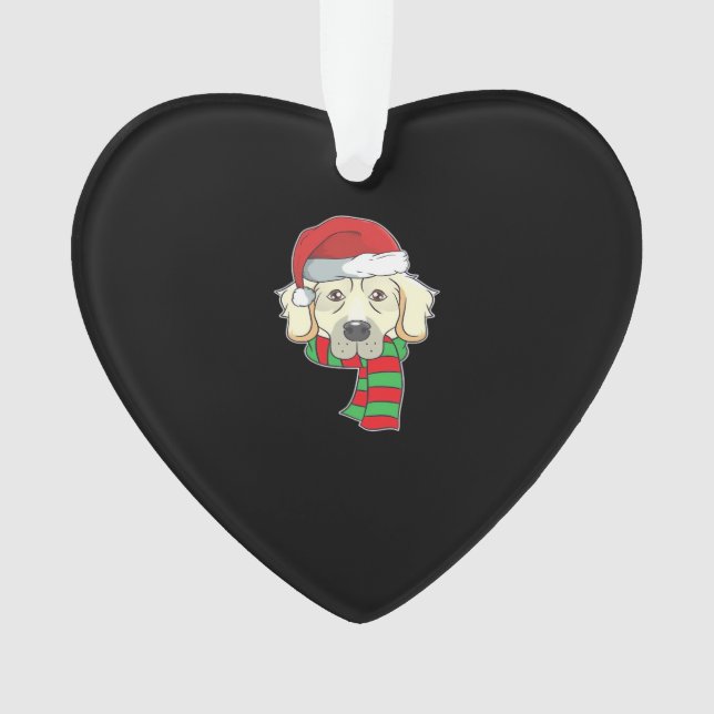 Funny Christmas Dog Xmas Santa Golden Retriever Ho Ornament (Front)