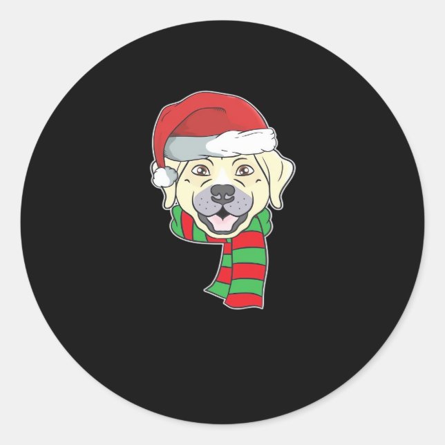 Funny Christmas Dog Xmas Santa Labrador Holiday Gi Classic Round Sticker (Front)