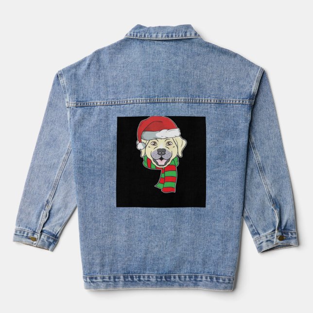 Funny Christmas Dog Xmas Santa Labrador Holiday Gi Denim Jacket (Back)