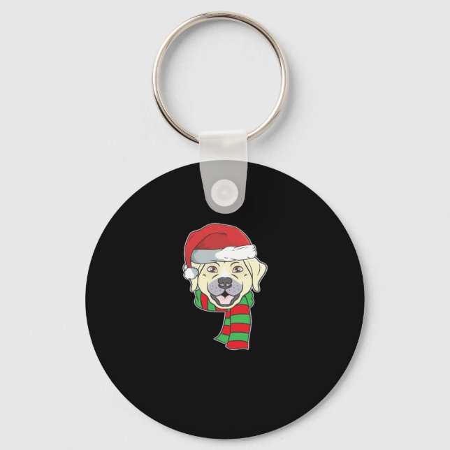 Funny Christmas Dog Xmas Santa Labrador Holiday Gi Key Ring (Front)