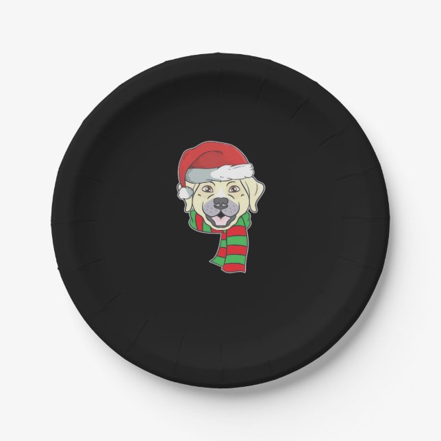 Funny Christmas Dog Xmas Santa Labrador Holiday Gi Paper Plate (Front)