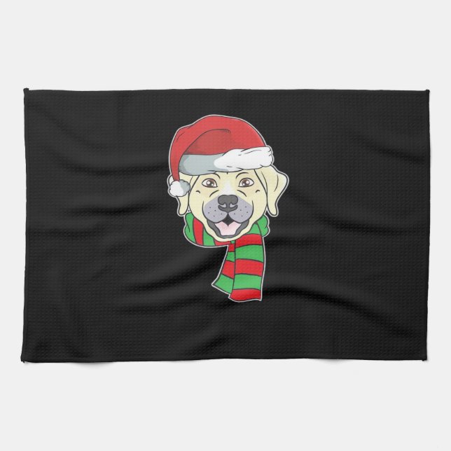 Funny Christmas Dog Xmas Santa Labrador Holiday Gi Tea Towel (Horizontal)