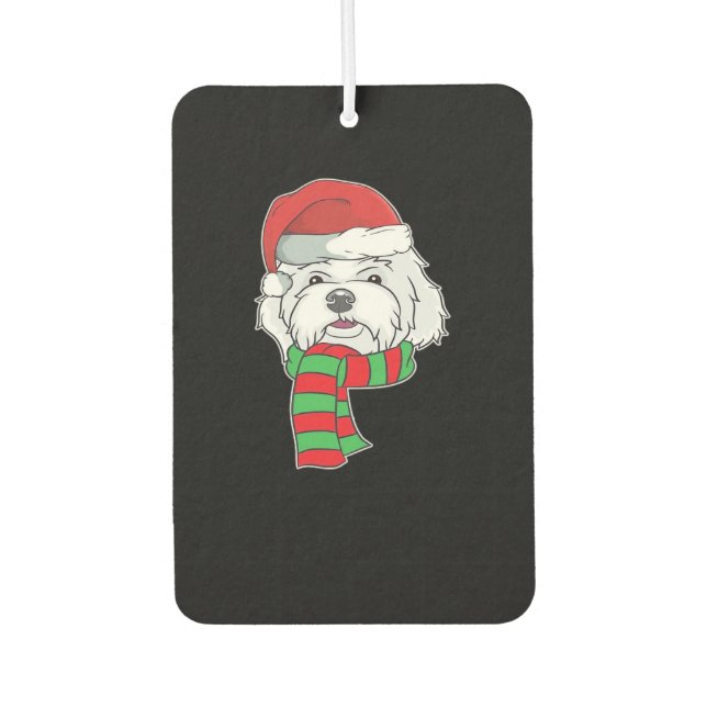Funny Christmas Dog Xmas Santa Maltese Dog Holiday Car Air Freshener (Front)