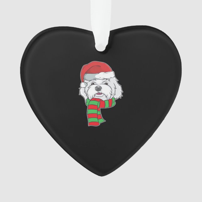 Funny Christmas Dog Xmas Santa Maltese Dog Holiday Ornament (Front)