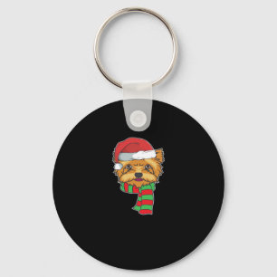 Funny Christmas Dog Xmas Santa Yorkshire Holiday G Key Ring