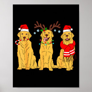Funny Christmas Dogs Design Dog Christmas Wearing  Poster