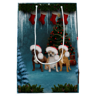 Funny christmas dogs medium gift bag