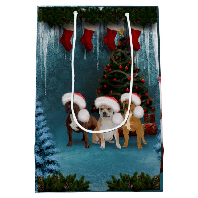 Funny christmas dogs medium gift bag (Back)