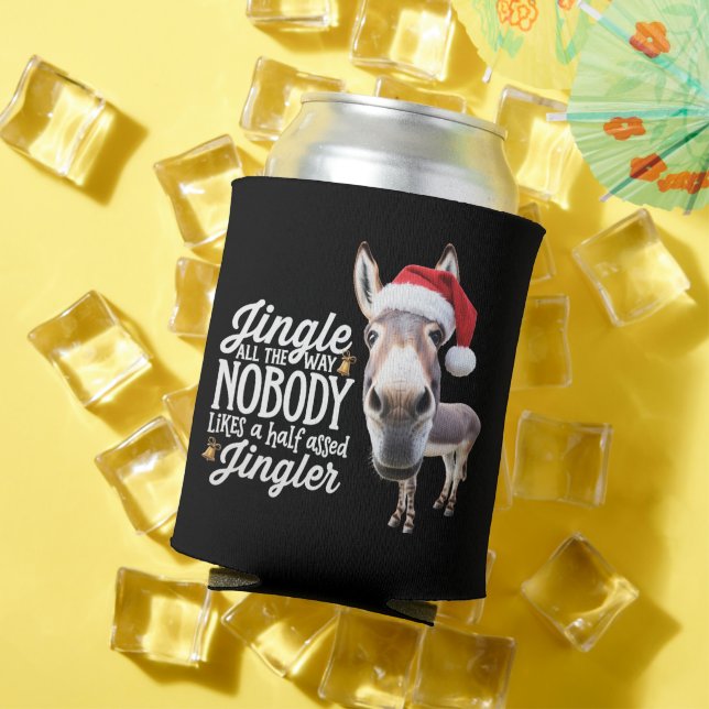 Funny Christmas Donkey Lovers Farm Holiday Animal Can Cooler (In Situ Summer)