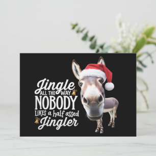 Funny Christmas Donkey Lovers Farm Holiday Animal Card