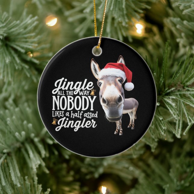 Funny Christmas Donkey Lovers Farm Holiday Animal Ceramic Tree Decoration (Tree)