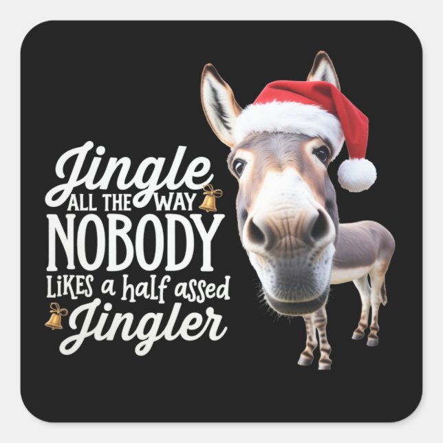 Funny Christmas Donkey Lovers Farm Holiday Animal Square Sticker (Front)