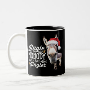 Funny Christmas Donkey Lovers Farm Holiday Animal Two-Tone Coffee Mug