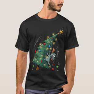Funny Christmas Dragon Wrecking The Tree Holiday P T-Shirt