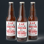 Funny Christmas Drink Beer Be Merry Home Brew Beer Bottle Label<br><div class="desc">Funny Christmas homebrew labels for beer enthusiasts in a red typography design that reads: Eat cookies,  drink beer and be merry. Personalise with the name of your beer. Great for sharing your delicious beer as a gift this holiday season.</div>