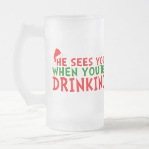 Funny Christmas drinking lovers Frosted Glass Beer Mug