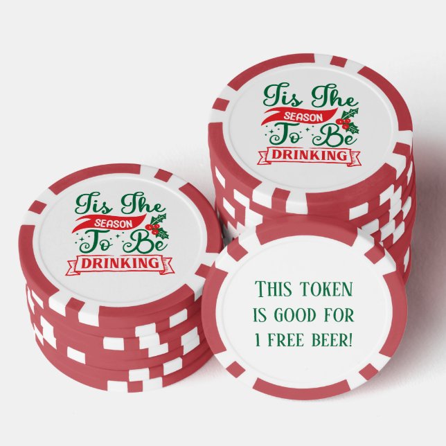 Funny Christmas drinking party free drink Poker Chips (Stack)