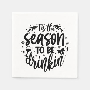 funny Christmas drinking party word art Napkin