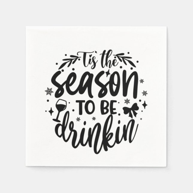 funny Christmas drinking party word art Napkin (Front)
