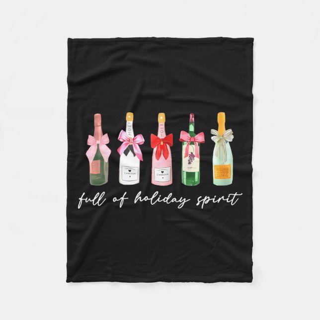 Funny Christmas Drinks Tail Champagne Holiday Srit Fleece Blanket (Front)