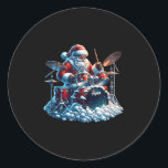 Funny Christmas Drummer Santa Playing Drums Xmas M Classic Round Sticker<br><div class="desc">Funny Christmas Drummer Santa Playing Drums Xmas Men Women</div>