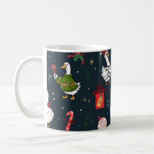 Funny Christmas Ducks Seamless Pattern Coffee Mug
