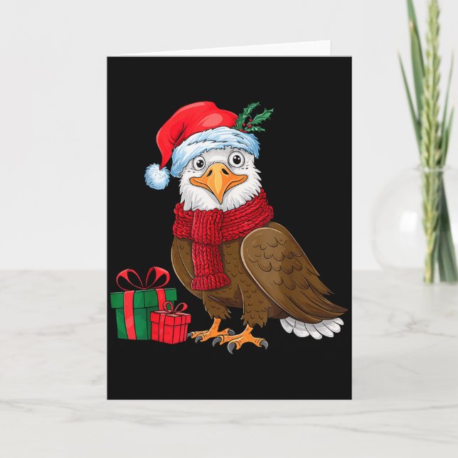 Funny Christmas Eagle Patriotic Bald Eagle With Sa Card (Front)