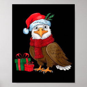 Funny Christmas Eagle Patriotic Bald Eagle With Sa Poster