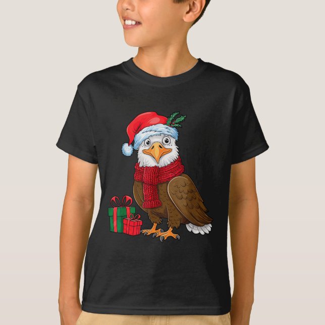 Funny Christmas Eagle Patriotic Bald Eagle With Sa T-Shirt (Front)