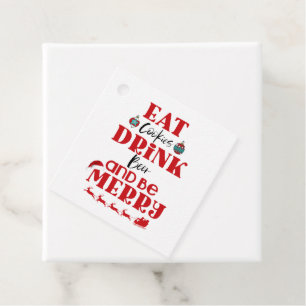 Funny Christmas Eat Cookies Drink Beer Be Merry Favour Tags