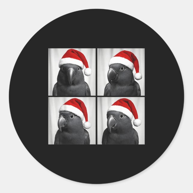 Funny Christmas Eclectus Parrot Santa Photo Booth  Classic Round Sticker (Front)