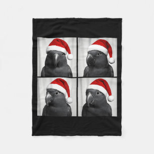 Funny Christmas Eclectus Parrot Santa Photo Booth Fleece Blanket