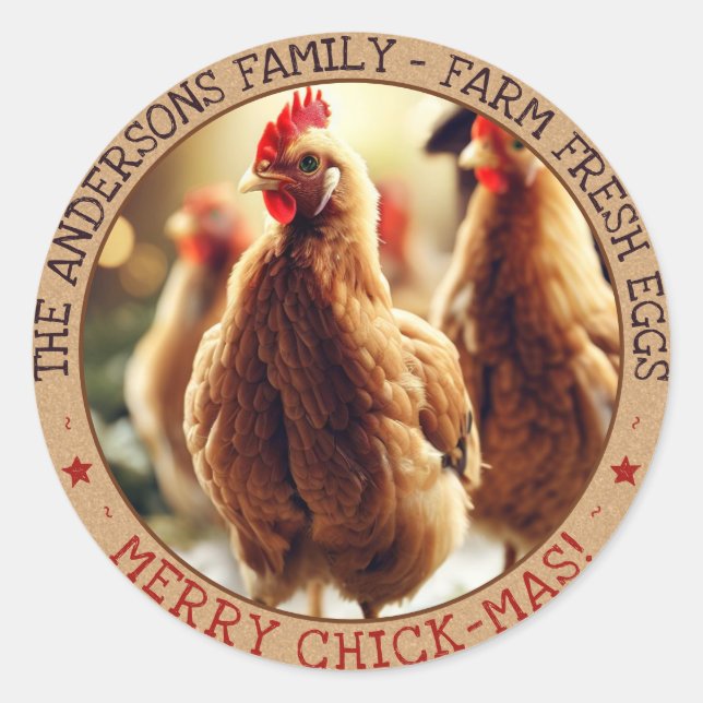 Funny Christmas Egg Carton Labels Cute Fun Chicks  (Front)