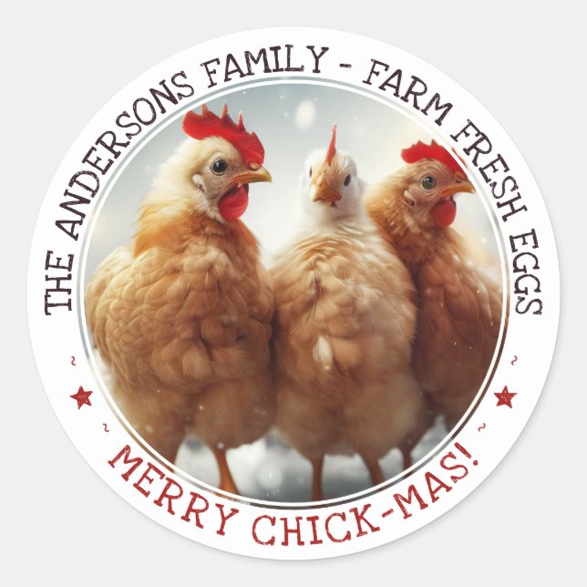 Funny Christmas Egg Carton Labels Cute Fun Chicks  (Front)