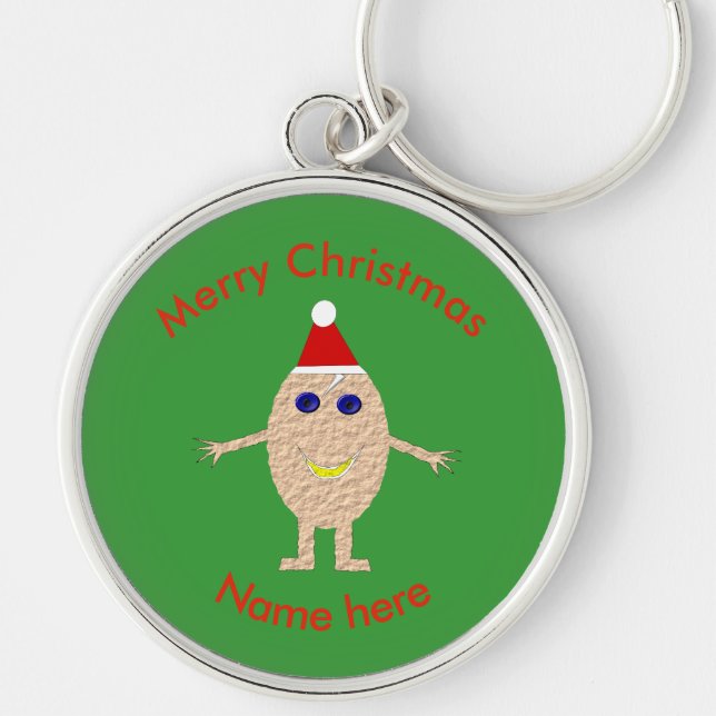 Funny Christmas Egg Custom Keychain (Front)