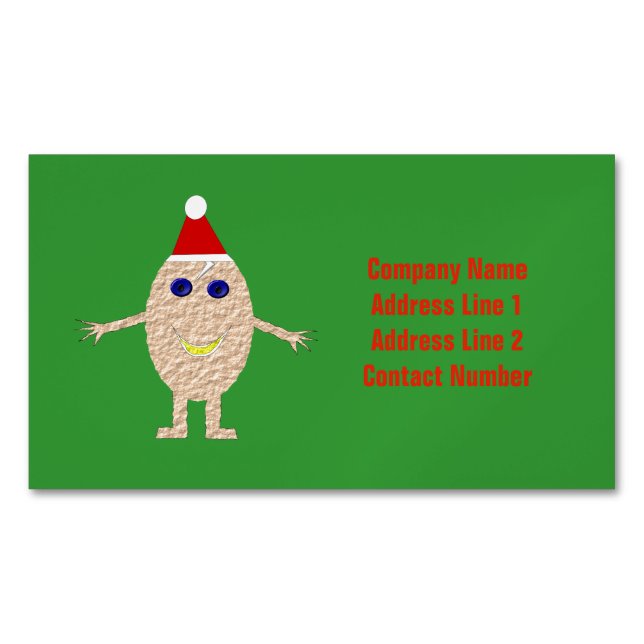 Funny Christmas Egg Custom Magnetic Business Card (Front)