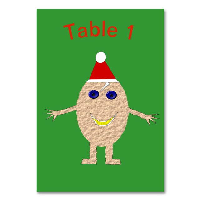 Funny Christmas Egg Custom Tablecard Table Number (Front)