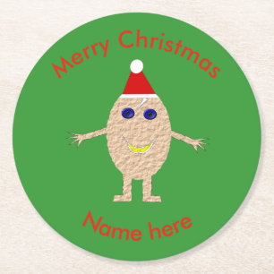 Funny Christmas Egg Paper Coasters