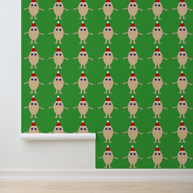 Funny Christmas Egg Patterned Wallpaper (Application)